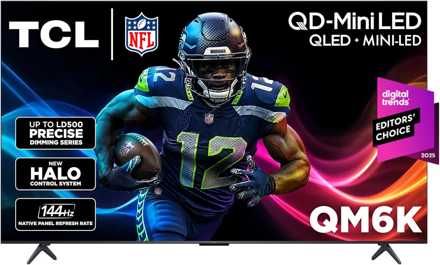 TCL 55-Inch QM6K Series QLED 4K Smart QD-Mini LED TV with Google TV (2025 Model) New Halo Control System, LD500 Precise Dimming Series, High Contrast HVA Panel, 144Hz Native Panel Refresh Rate